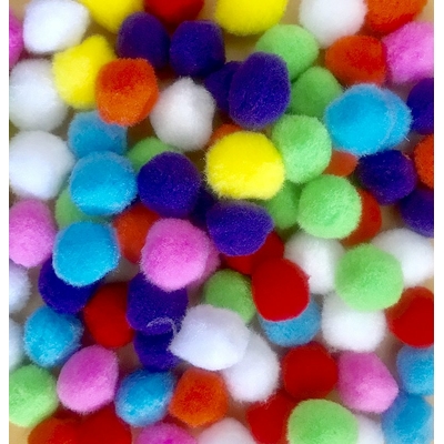 100 Pompons 2.5cm multicolores