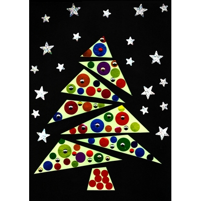 KIT Bricolage Noël : Sapin stylisé en gommettes colorées