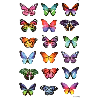 18 gommettes Papillons Exotiques