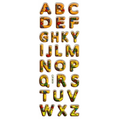 26 Gommettes Alphabet 3D dégradé orange-jaune