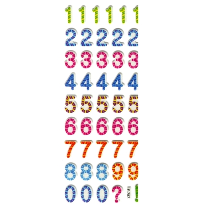 46 Gommettes Chiffres colorés 3D 1.5 cm
