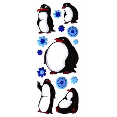 Stickers 3D à Paillettes Royal Pinguoin  22x9cm