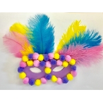 Bricolage Masque de Carnaval violet plumes et pompons
