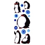 Gommettes autocollantes pingouins à paillettes 3D