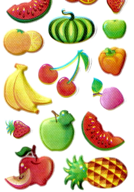 Gommette Fruits Paillettés 22x9cm 3D  Gommettes Enfants/Gommettes