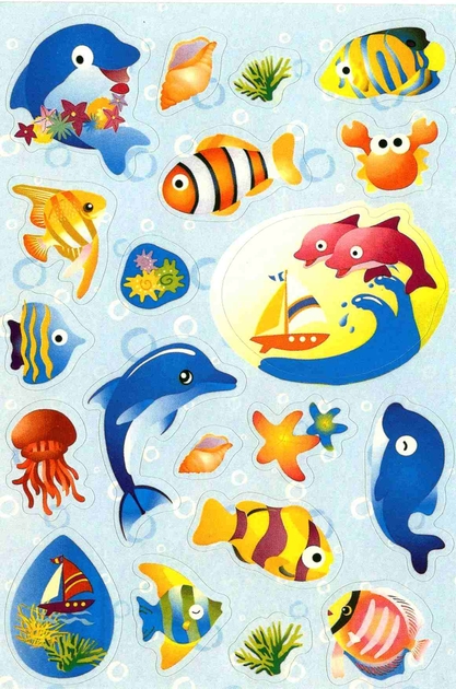 20 Stickers Poissons Tropicaux Gommettes Poissons Magommette