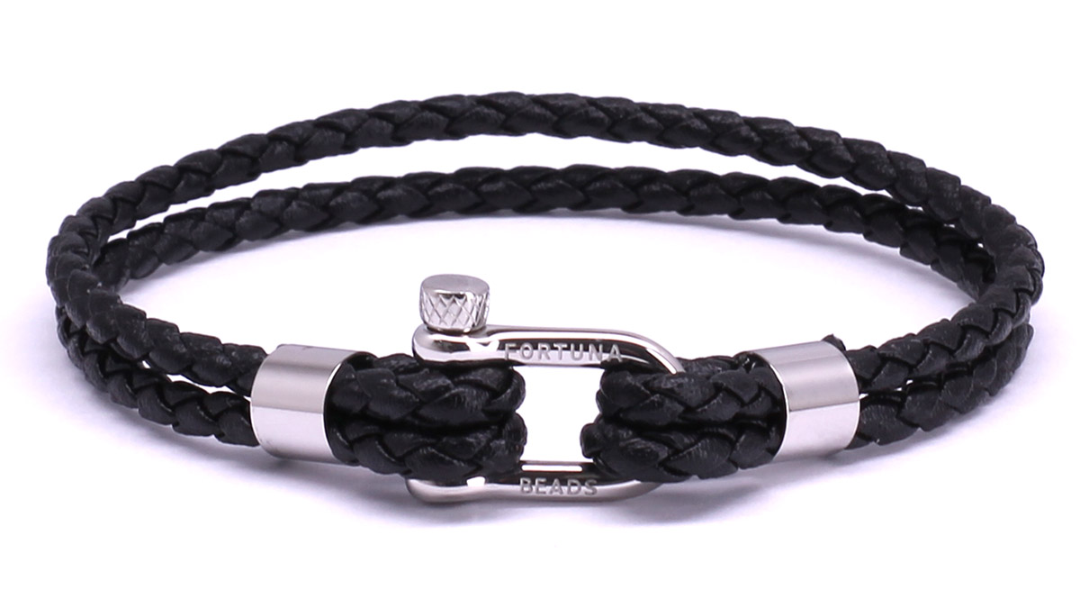 Front- cuir noir tressé