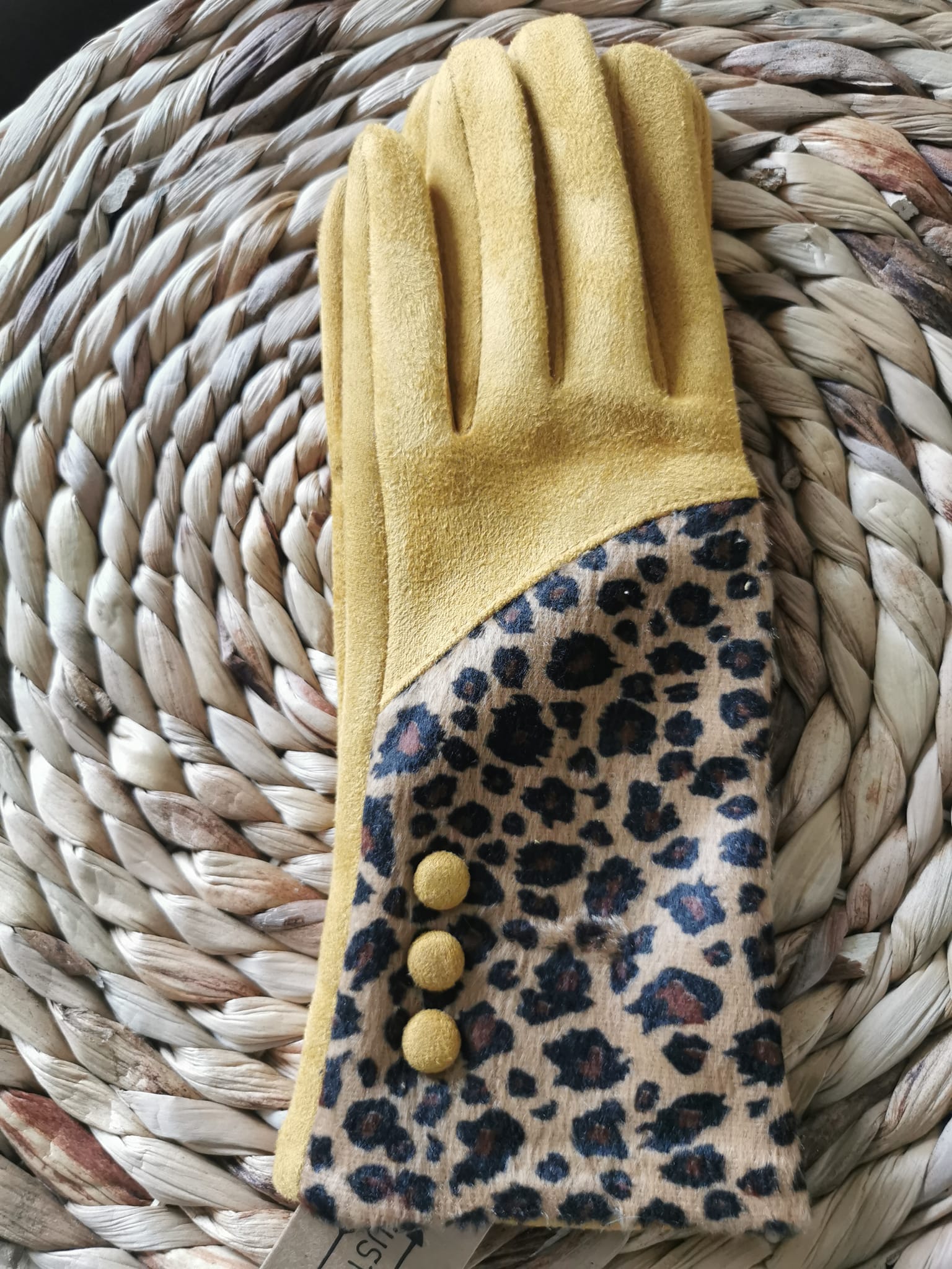 gant ocre leopard