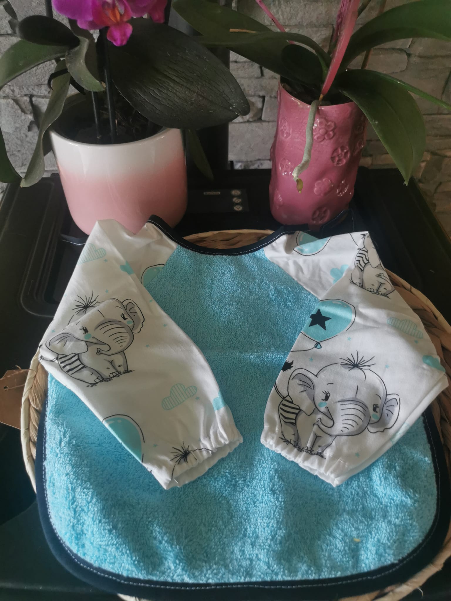 bavoir bleu elephant