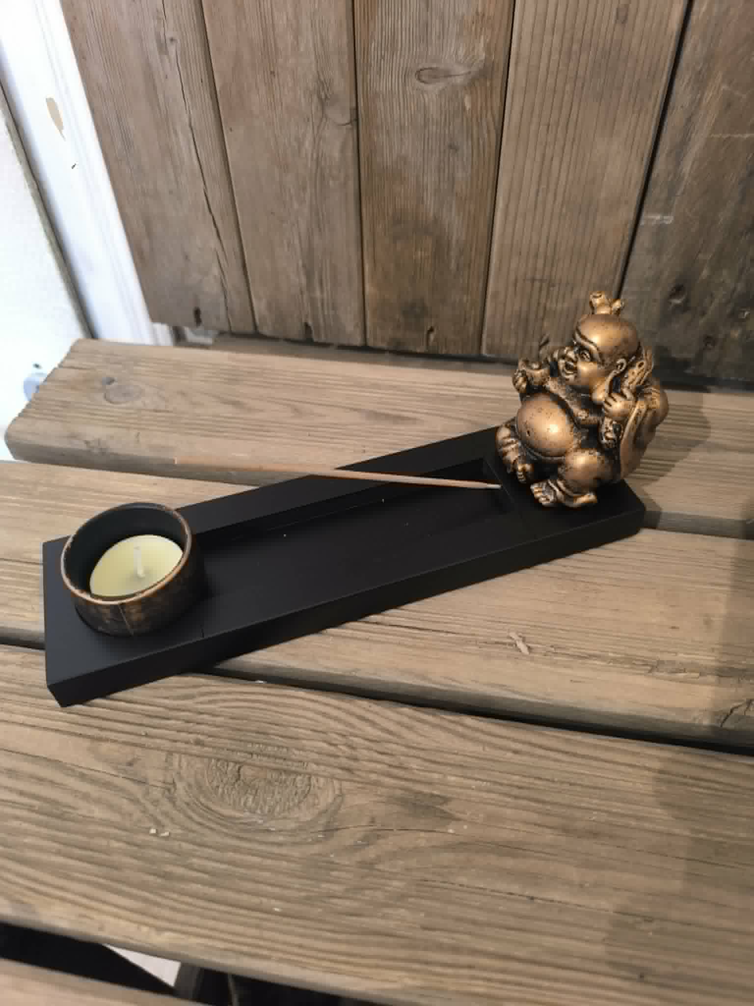 PORTE ENCENS BOUDDHA NOIR DORE