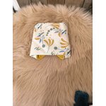 pochette motif floral moutarde bleu