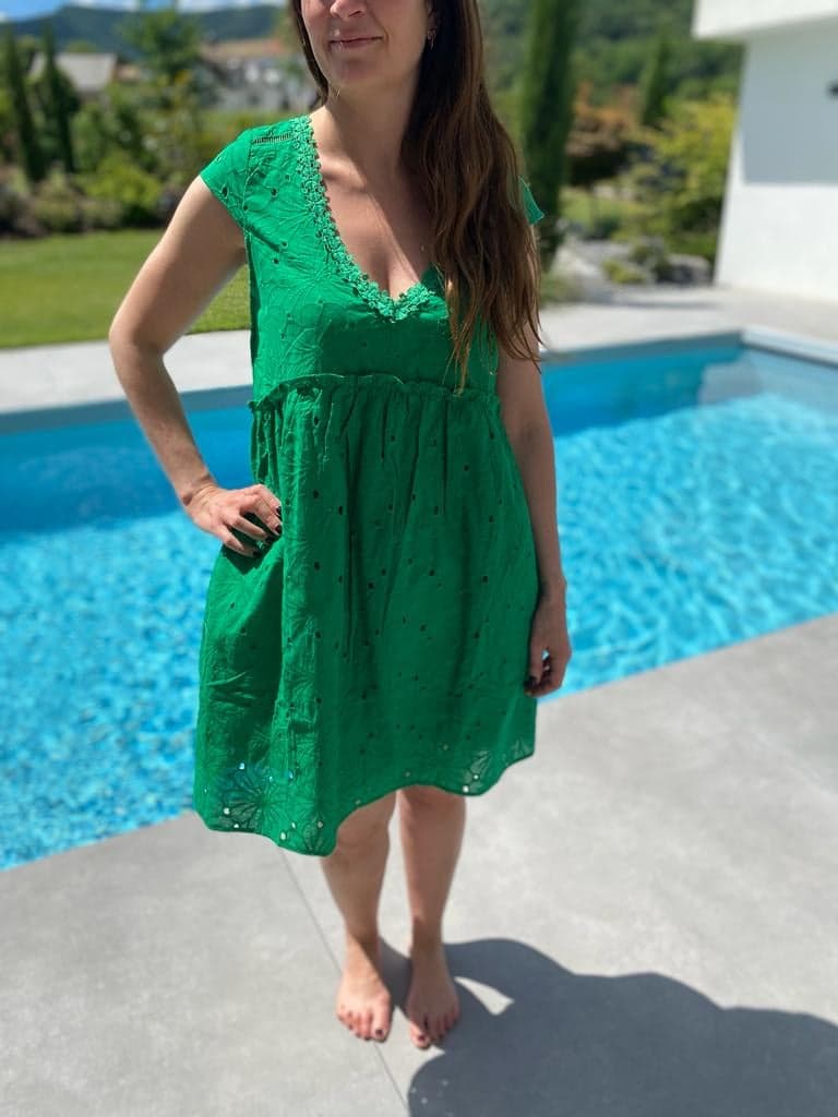 Robe broderie anglaise Vert Julia