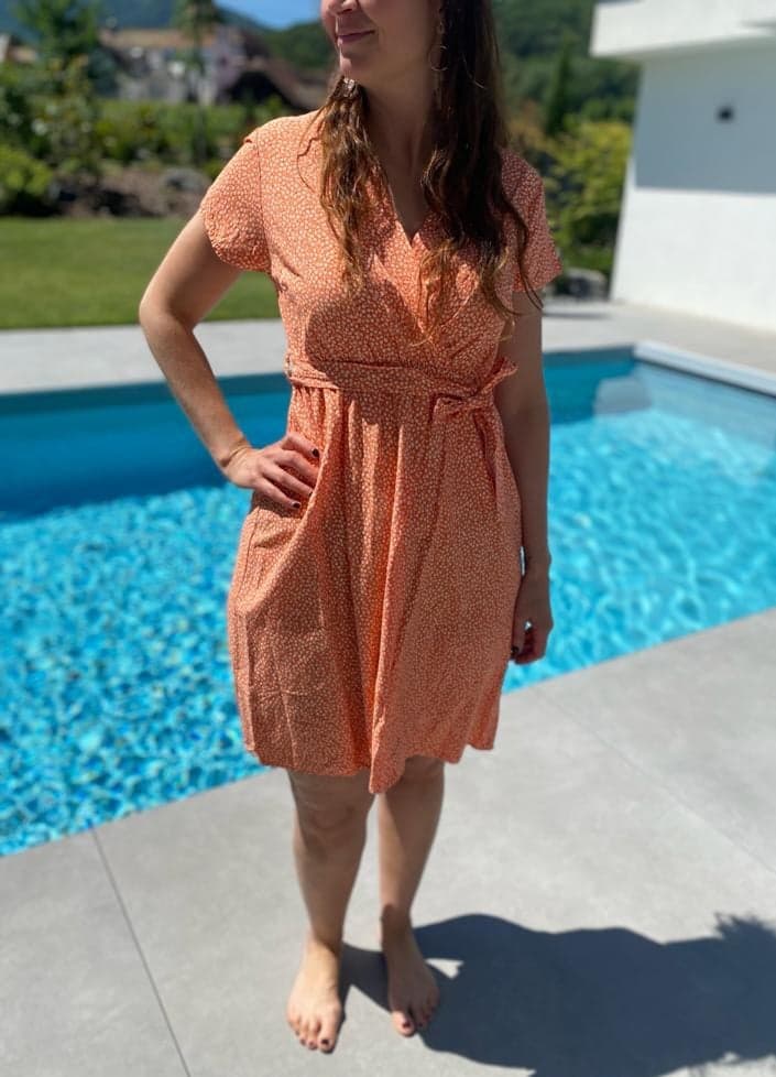 Robe fleurie courte Orange Talia.2
