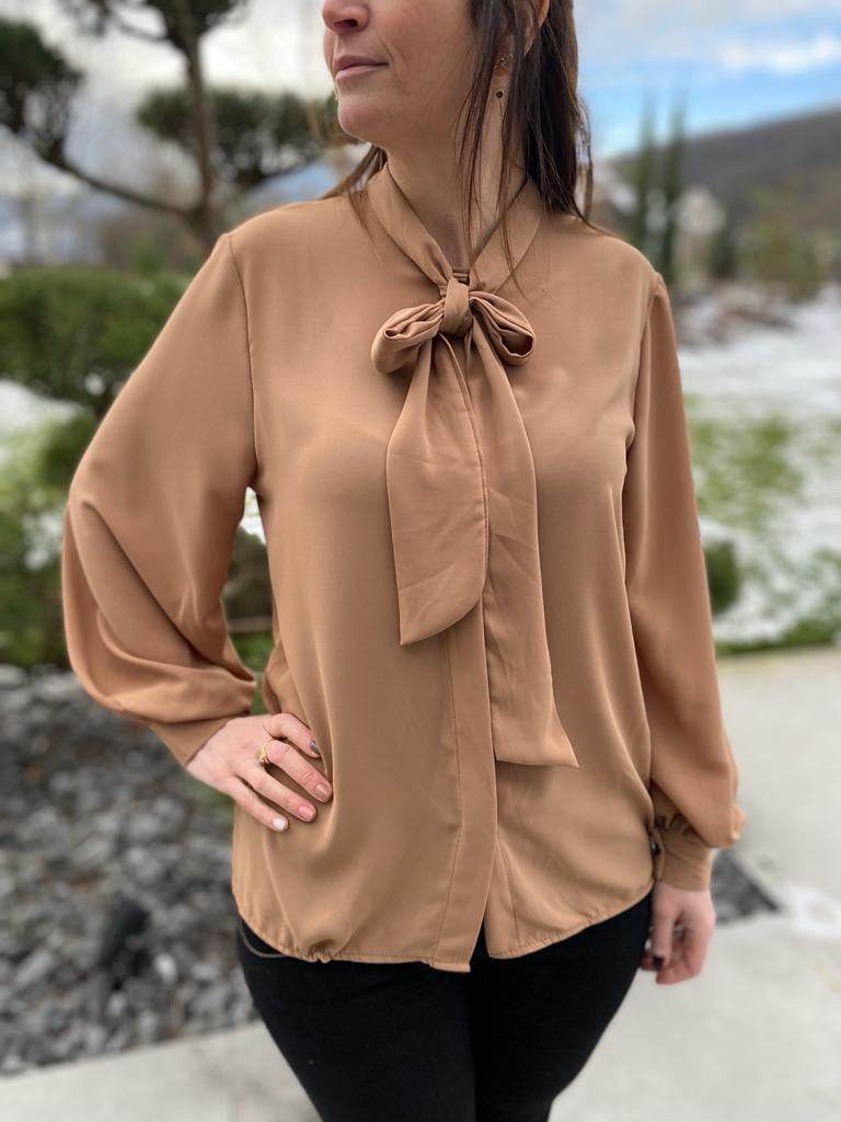 Blouse Camel noeud fluide Carole