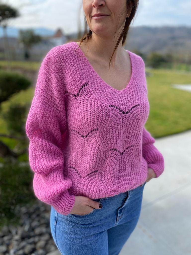 Pull perforé rose Lilian