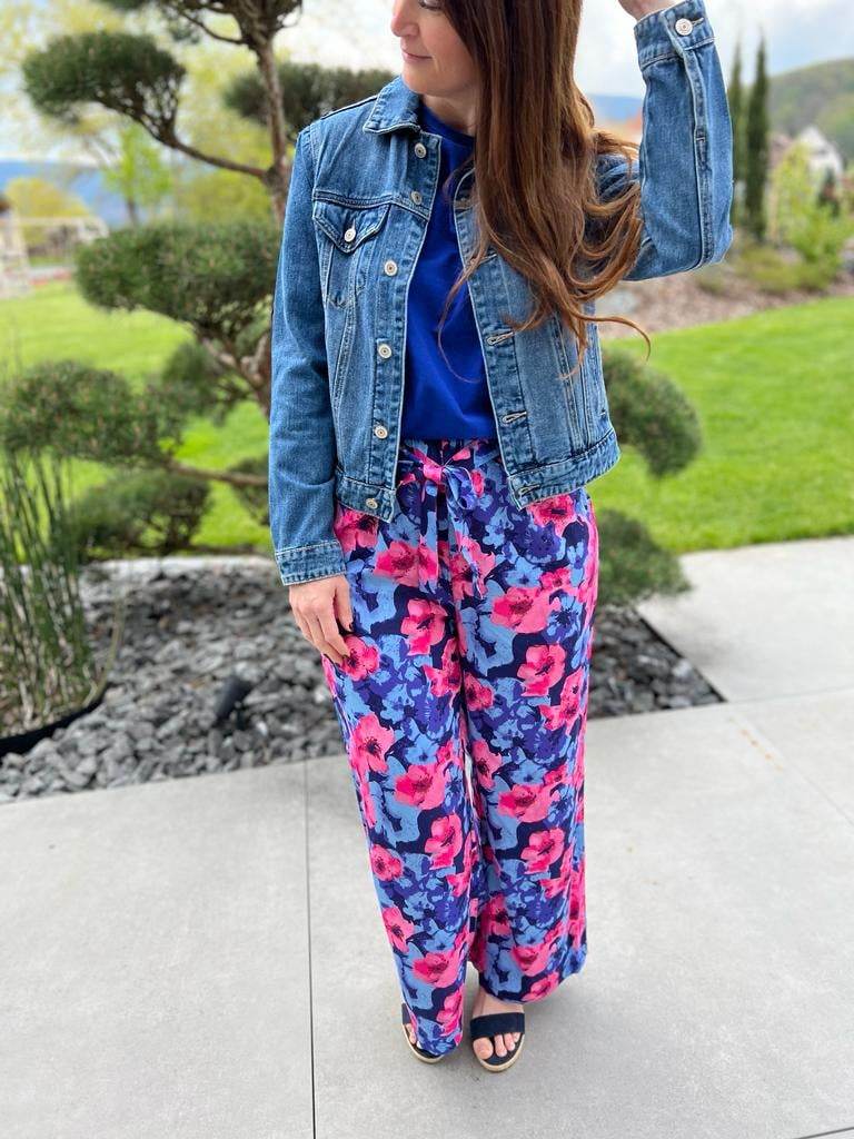 Pantalon large et fluide imprimé fleuri fuchsia et bleu George.2.4