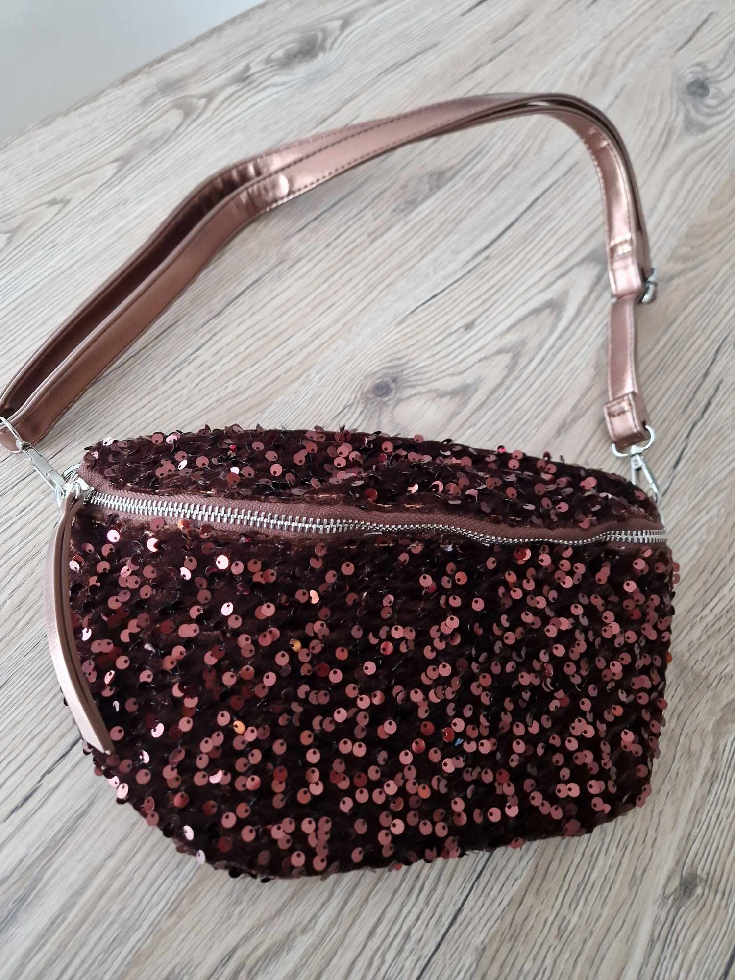 Sac Banane paillettes Marron.2