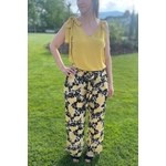 Pantalon fluide fleuri jaune et noir Sacha.2