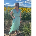 Robe fluide longue effet cache-coeur et joli dos vert deau Abby.3