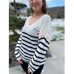 Pull col V rayé inscription Amor Sandy.2