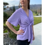 Blouse ample col en V avec noeud à lavant Lilas Cameron.2