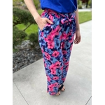 Pantalon large et fluide imprimé fleuri fuchsia et bleu George.5