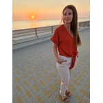 Blouse fluide courte avec noeud Terracotta Demy.3