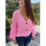Gilet court avec boutons manches bouffantes Rose Vivi.7