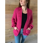 Gilet court ouversize avec poche Framboise Clem.2