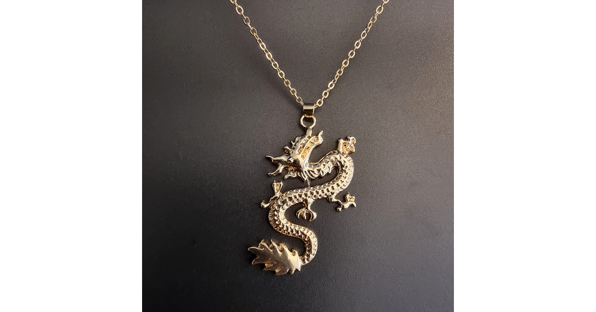 Collier Avec Pendentif Dragon Chinois En Or Jaune 14 Carats, 56 Cm, Or Jaune, NA. : Claddagh