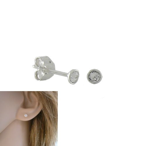 Boucles oxydes de zirconium 3mm & argent 925