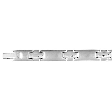 Bracelet 7mm, croix en relief, long. 19cm, réglable, acier