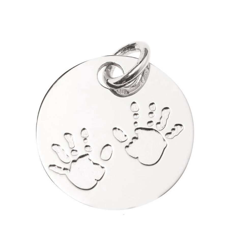 Pendentif petites mains, gravure face/verso, argent 925 option rhodié