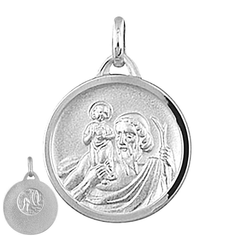 Pendentif St Christophe & Vierge Marie, gravure, argent 925 rhodié