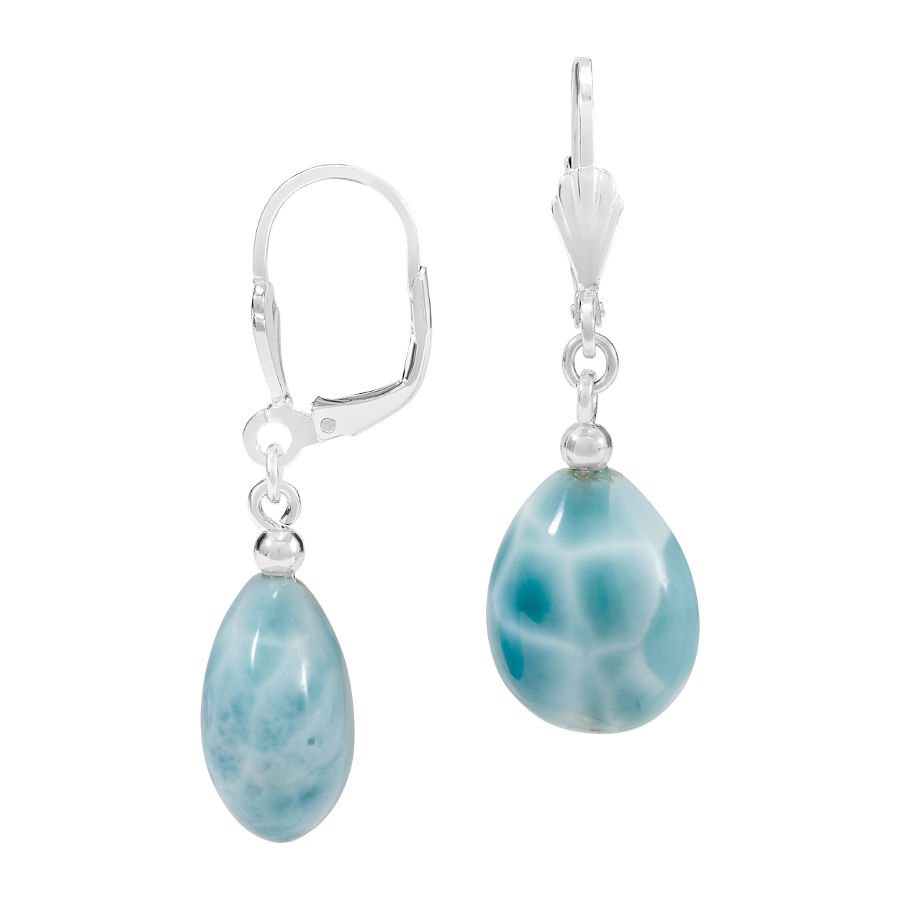 Boucles larimar & argent 925, hauteur 4cm