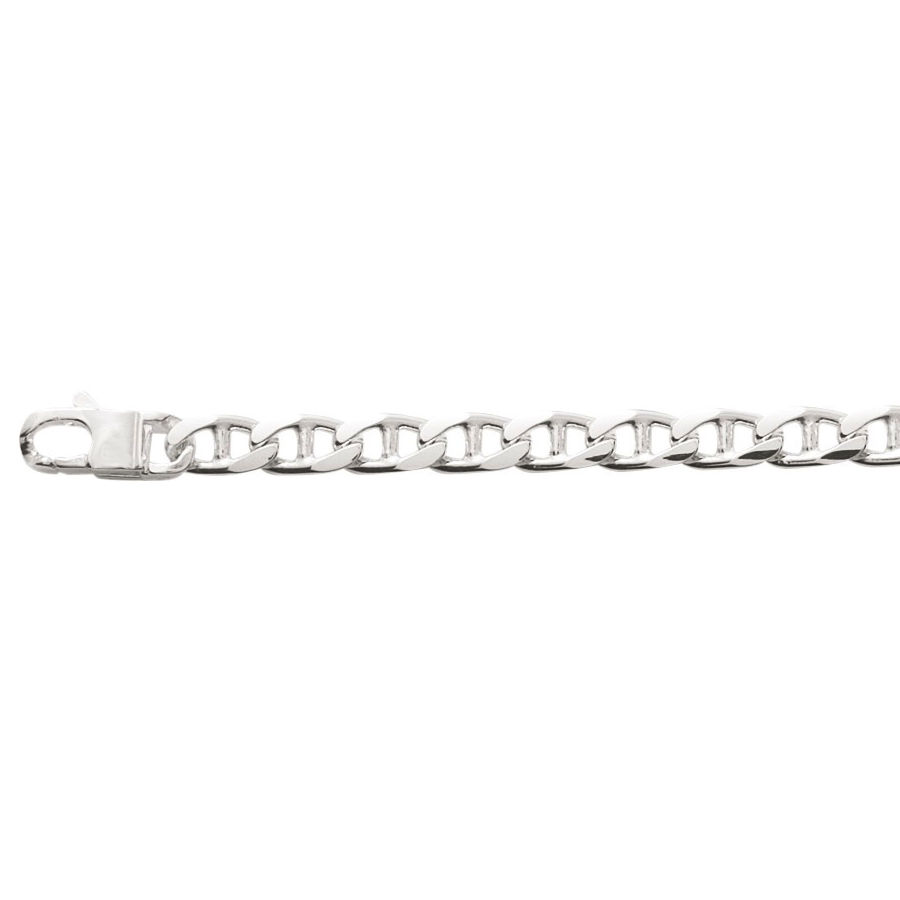 Bracelet marine 7mm plate - 19 à 23cm, argent 925 option rhodié