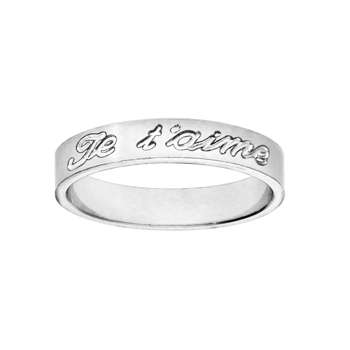 Alliance Je t\'aime, 4mm T. 48 au 75, gravure intérieure, argent 925