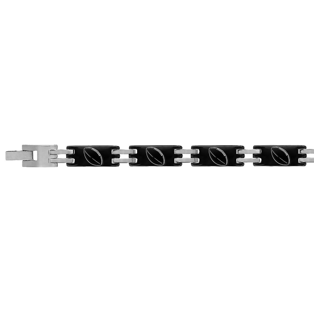 Bracelet rugby 7mm- 19 ou 21cm, acier & pvd noir