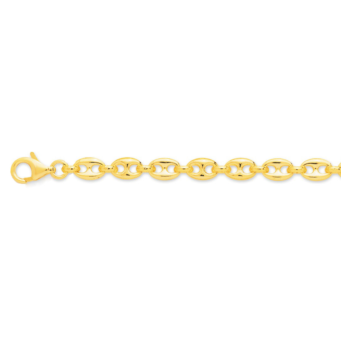 Bracelet grains de café 6x9mm - 19 et 21cm, plaqué or 18k