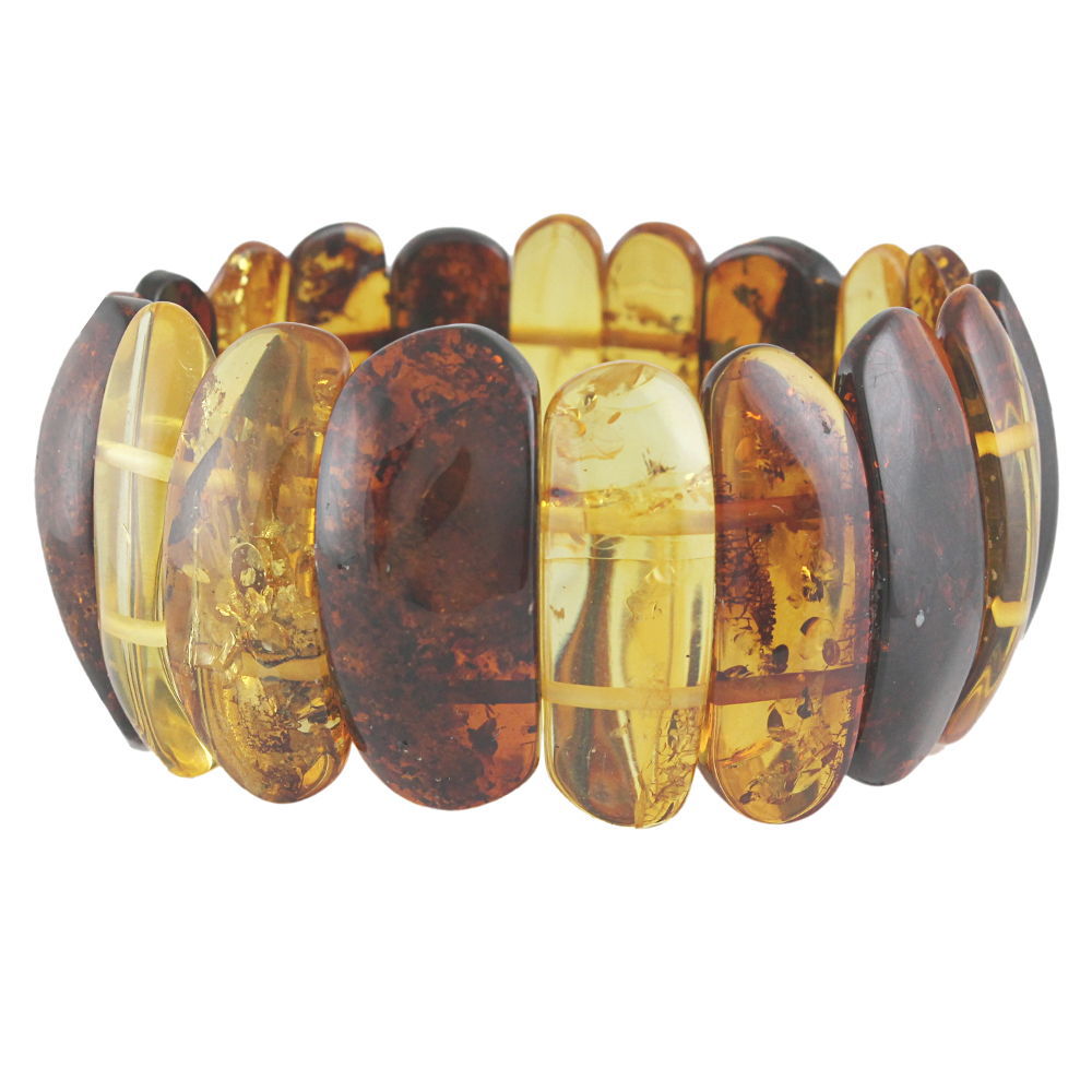 Bracelet ambre multi qualité extra, largeur 3.5cm (34g), photo contractuelle