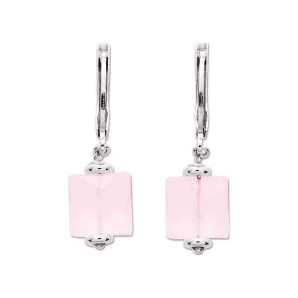 boucles quartz rose carrés argent 305645M-600pi
