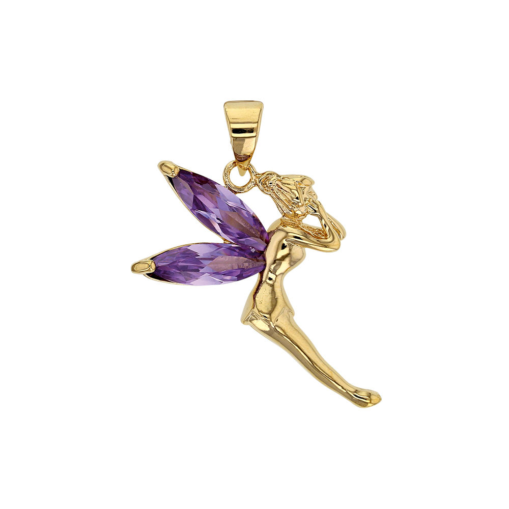 pendentif fee ailes violettes plaque or-326874-1000p