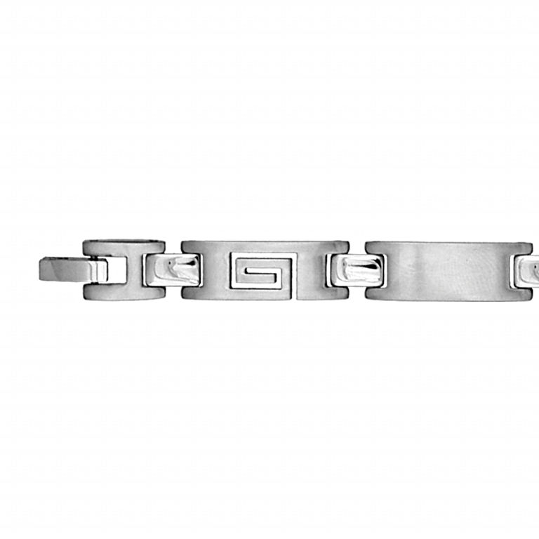 Bracelet motifs grecs de l\'infini, long. 19cm, acier