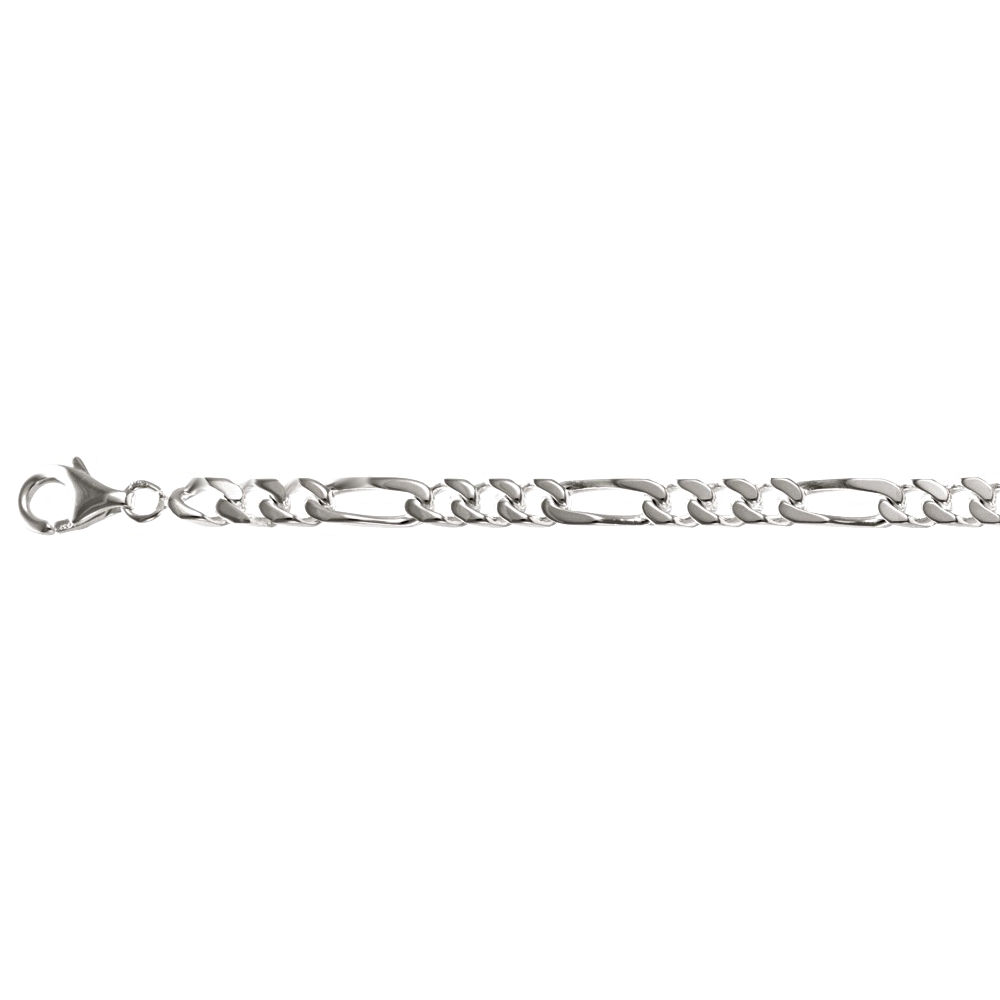 Bracelet Figaro 4mm - 17 à 19cm, argent 925 option rhodié