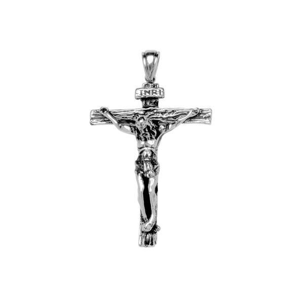 Pendentif croix & Christ, gravure(s), acier - 5.7cm