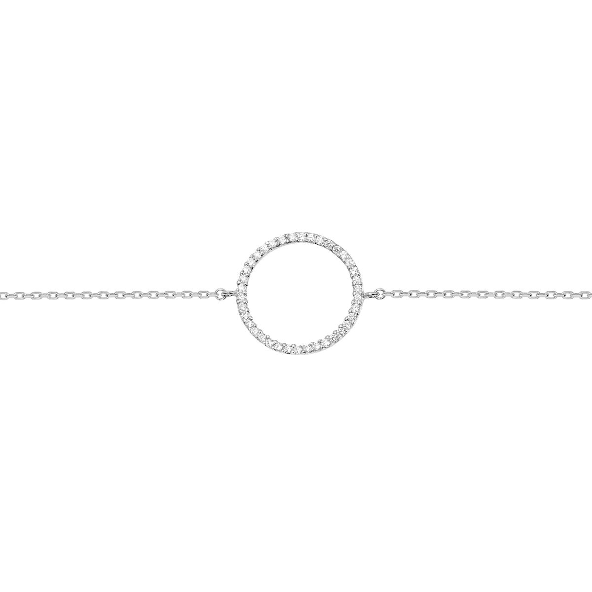 Bracelet cercle de 2cm, argent 925 rhodié & oxydes - 16 à 19cm