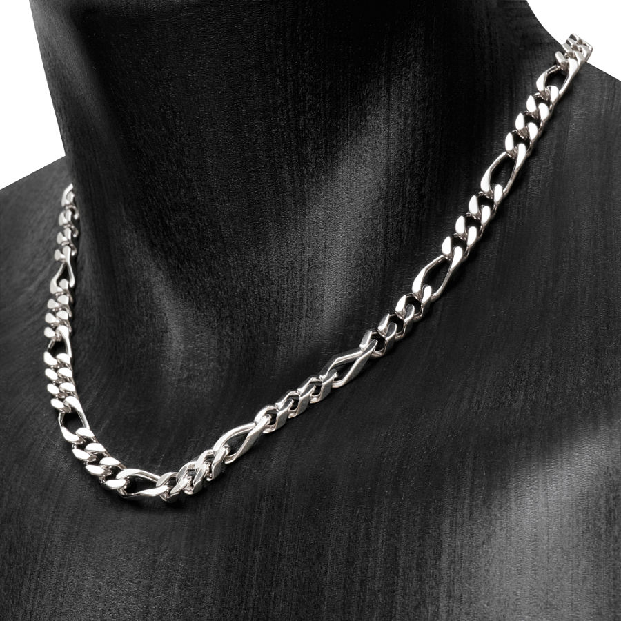 Collier Figaro 7mm - 50 à 80cm, Argent 925 (poids 55 à 94 Gr.) option rhodié