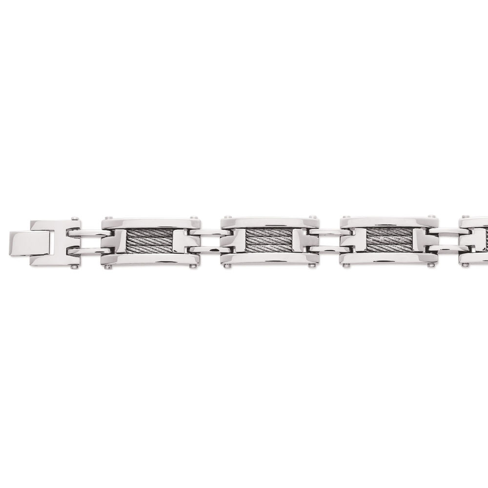 Bracelet 14mm, câbles & acier - 21cm