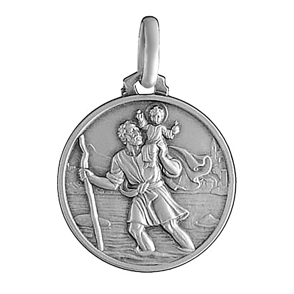 Pendentif St Christophe, gravure verso, modèle au choix, argent 925