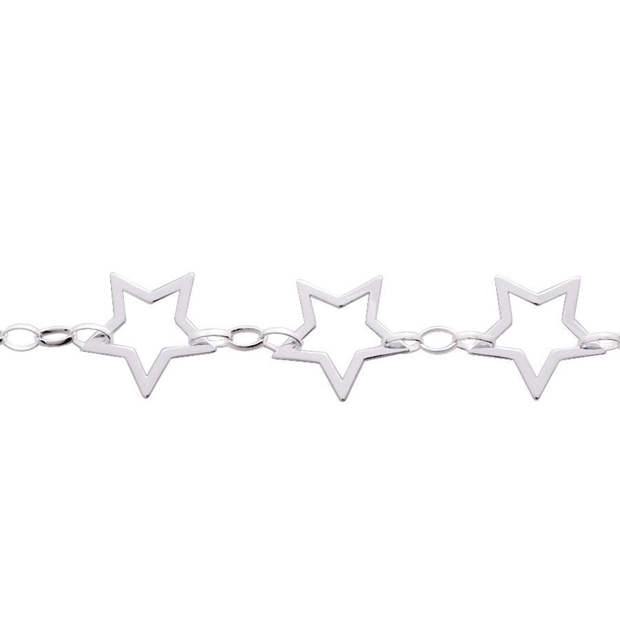 Bracelet 5 étoiles argent 925, long. 18 ou 19cm